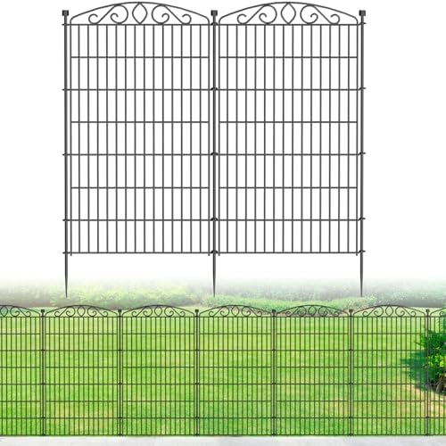 5 Panel No Dig Decorative Garden Fence 48" H x 11.4'L for Dogs Outdoor by Bilibompa