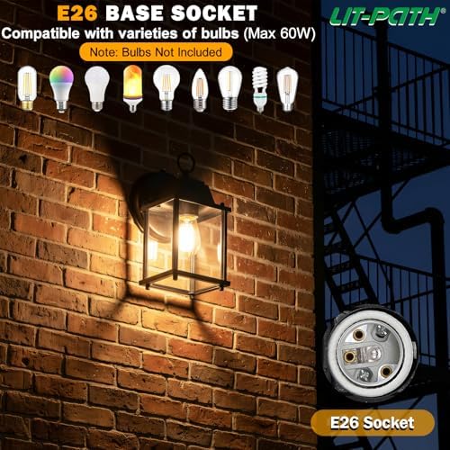 LIT-PaTH Outdoor Wall Light Fixture, Aluminum Glass, Black, 1 Pack - Image 5