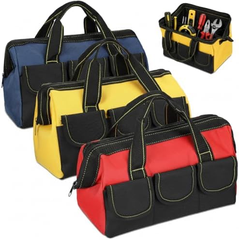 Sanwuta 3 Pack 18 Inch Tool Bags, Classic, Blue, Red, Yellow by Sanwuta