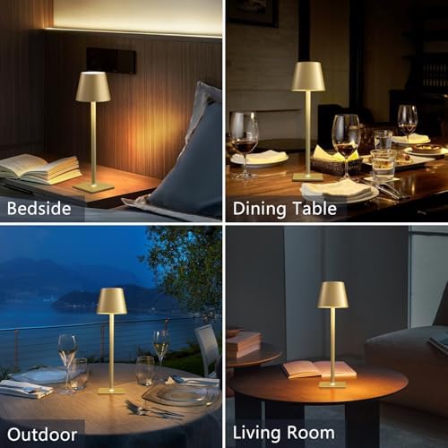 Fizrice Gold Rechargeable Table Lamp 4 Pack Portable Cordless Light - Image 2