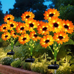 Solar Sunflower Lights Outdoor Garden Decor, Solar Flowers Lights with 18 Sunflowers, Waterproof Fall Decor Stake Decorative Light Auto ON/Off for Garden Yard Patio Backyard, Gift for Women (3 Pack) by stadeco