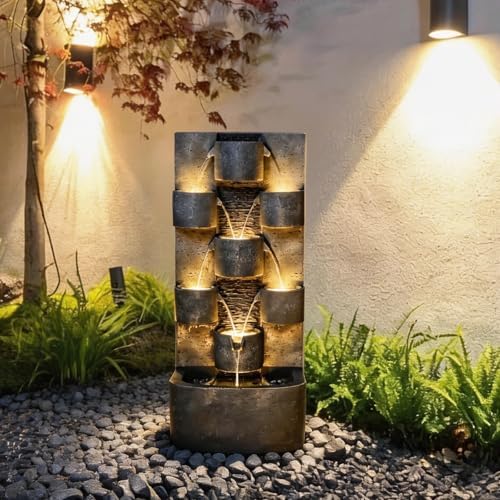 44H Multi-Tier Modern Outdoor/Indoor Water Fountain Cascading Garden Decor - Image 7