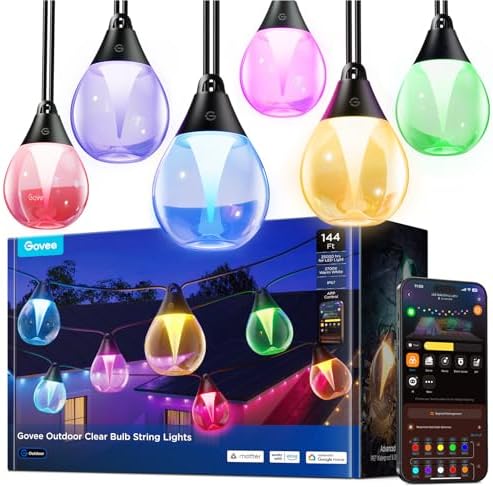 Govee Clear Bulb Outdoor String Lights, 144ft IP67 Patio & Backyard Lights by Unknown