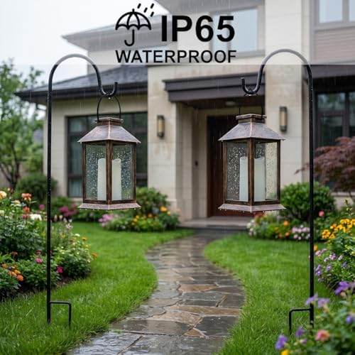 Solar Lantern with Flickering Candles Outdoor Hanging Lanterns Garden Decor - Image 5