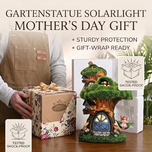 TERESA'S COLLECTIONS Fairy House Solar Light Green Moss Resin Statue 8" - Image 6