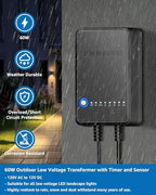 SUNVIE 60W Low Voltage Landscape Transformer with Timer and Photocell Sensor, 120V AC to 12V DC Landscape Lighting Transformer Weatherproof Low Voltage Transformer for Landscape Lights Pathway Lights - Image 4