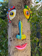 Tree Face Decor Outdoor, Cute Tree Faces Colorful Funny Outdoor Tree Faces Decor Creative Faces for Trees Garden Yard Tree Art Unique - Image 3