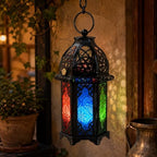 Vintage Rechargeable Decorative Lamp with Colored Glass, Dimmable by CBGEYZM