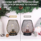 NEEDOMO Set of 6 Battery Operated Lamp Outdoor Table Lantern, LED Metal Cage with Timer Mode, Vintage Decorative Lights Cordless Lamp Indoor Outdoor Patio Bedroom Living Room (Golden) - Image 6