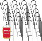 24 Pack 15 Inch Shepherds Hooks Outdoor Metal Garden Hook for Hanging Plant by Hicarer