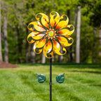 Evergreen Garden 75" H Sunflower Statement Wind Spinner Garden Décor and Accessories for Home and Yard (Spiral Sunflowerl) - Image 2