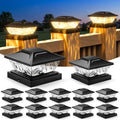 Solar Post Cap Lights Outdoor 12 Pack, 2 Modes 4x4 Fence Post Solar Lights Outdoor Waterproof, Deck Post Cap Lights Solar Powered Fit 3.5x3.5 4.5x4.5 Wooden & 4x4 5x5 Vinyl Posts for Deck, Black by ENSLI