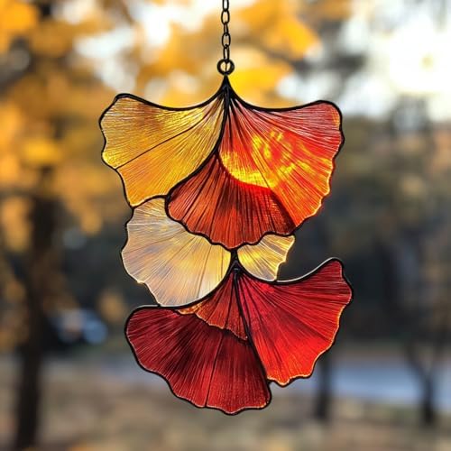 Ginkgo Autumn Leaves Acrylic Suncatcher by AVAGAN
