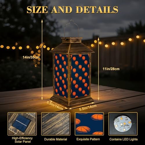 Solar Lantern Outdoor Garden Hanging Lantern Basketball Dark Blue Waterproof Solar Powered Lighting Outside Table Lamp for Patio Deck Yard Camping - Image 2