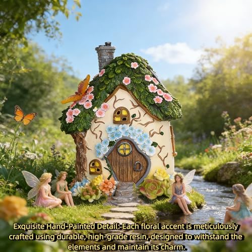 fairy garden house,fairy house,8 in,fairy garden accessories,solar powered - Image 4