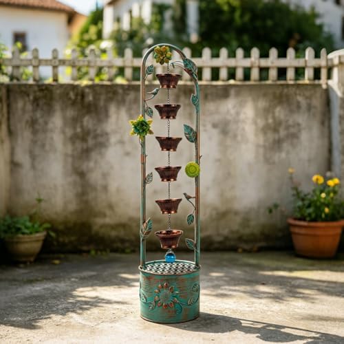 40" Vintage Metal Floor Water Fountain - Image 2