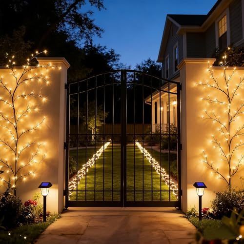 Solar Outdoor Willow Vine Light, 5.9ft 96LED Warm White Tree Branch Lights - Image 4