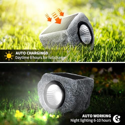 Solar Rock Lights Outdoor 4 Pack, Small Faux Rock Landscape Light for Yard - Image 4