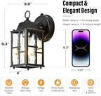 OKELI 2-Pack Dusk to Dawn Outdoor Wall Lights, Weatherproof Exterior Lighting Fixture Wall Mount, Aluminum Ripple Glass Porch Light, Anti-Rust Outside Wall Sconce for House, Garage(Black&Gold-Trim) - Image 4