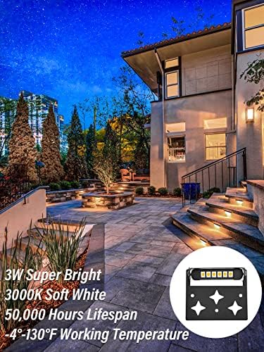 3W Retaining Wall Lights,4 inch Small Size LED Hardscape Lighting Low Voltage Landscape Lights,12V 24V Step Lights Outdoor,Waterproof 3000K Soft White Walls Stairs Lighting(10-Pack+Connectors) - Image 2