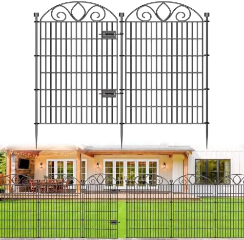 No Dig Garden Fence Outdoor for Yard, 5 Panels with Gate by FencePost