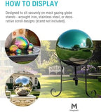 12 Inch Stainless Steel Gazing Ball, Garden Gazing Globe Mirror Ball, Polished Shiny Sphere for Garden Yard Outdoor, Swimming Pool Decoration (Green) - Image 5