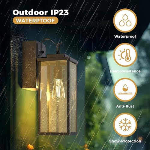 Outdoor Wall Lights, Exterior Lighting Fixtures with GFCI Outlets, 1-Pack - Image 5