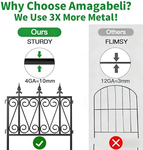 AMAGABELI GARDEN & HOME 5 Panels 24in(H)×10ft(L) 0.4 Inch Wire Diameter Decorative Garden Fences and Borders for Dogs No Dig Metal Garden Edging Border Animal Barrier Fencing for Flower Bed Yard Patio - Image 4