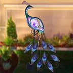 TERESA'S COLLECTIONS Yard Decorations Outdoor for Garden Decor, Peacock Solar Outdoor Lights, 35.4'' Metal Lawn Ornaments for Outside with Crackle Glass Ball, Decorative Stake Gifts for Mom - Image 2