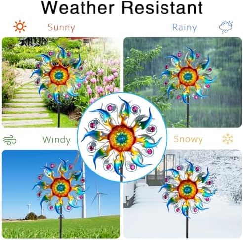 Wind Spinner Outdoor,Kinetic Metal Wind Spinner for Yard,Rustproof＆Waterproof Windmill,Wind Sculptures for Yard Decor 13 * 57 Inches - Image 5