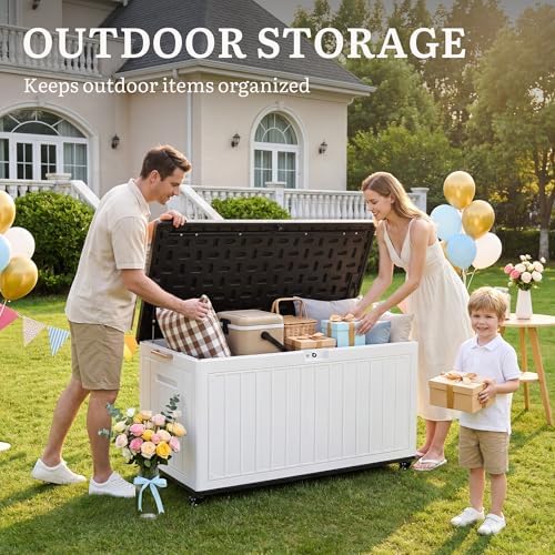 YITAHOME 90 Gallon Outdoor Double-Wall Deck Box with 6 Swivel Wheels - Image 4
