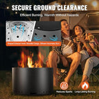 VEVOR Smokeless Fire Pit Stove Bonfire, H: 17 in x Dia: 28 in,Wood Burning Fireplaces with Removable Ash Pan, SUS430 Stainless Steel Inner Portable Outdoor Firepit,for Outdoor Patio Camping, Black - Image 5