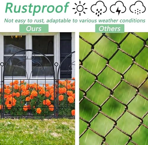 Decorative Garden Fence 17in(H) x 10ft(L), Rustproof Metal Animal Barrier - Image 5