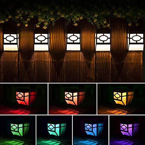 Solpex Solar Deck Lights,Solar Fence Lights, 2 Modes Christmas Decoration Lights,Unique Pattern, Waterproof Automatic Outside, Deck, Patio, Stairs, Yard, Steps, Path & Driveway (RGB & Black 8-Pack) by Solpex