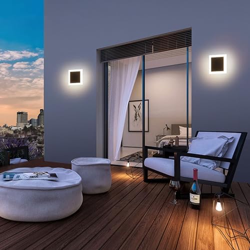 LED Outdoor Wall Light, Modern Black Exterior Wall Sconce Light by Aoceley