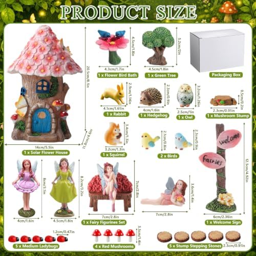 30 Pcs Solar Fairy Garden House Resin Kit - Image 2