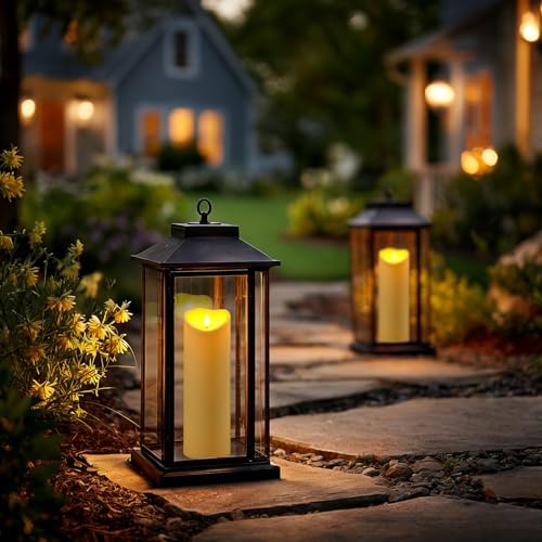 Raycare Large Outdoor Flameless Candles with Remote & Timer, Waterproof Battery Operated LED Pillar Candles, Dark Ivory, 4"x12", Set of 2 - Image 3