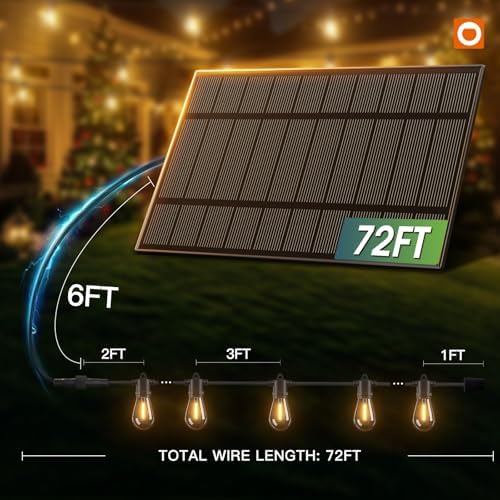 addlon 78FT(72+6) Solar String Lights Outdoor, Last 20+ Hrs, USB Charging - Image 6