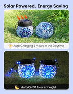 Mosaic Solar Lights Outdoor 6 Pack, Solar Hanging Lanterns Christmas Halloween Gifts for Women Mom Grandma, Waterproof Glass Globe Lights, Garden Patio Decor for Yard, Tree, Balcony, Cold - Image 5