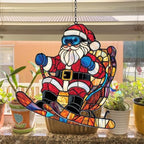 Funny Santa Claus Skiing Acrylic Suncatcher - Image 4