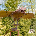 Large Rocking Animals with Flapping Wings Garden Stakes (Flying Owl, Rust Brown) - Image 4
