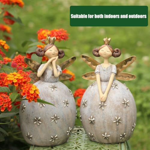 Vintage Resin Fairy Garden Statues, Distressed Figurines Yard Decor - Image 4