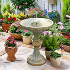 Sunlinua 24H Outdoor Water Fountain with Solar Pump Italian Resin Garden Fountain for Patio Yard Weather-Resistant Bird Bath Fountain with Led Light Elegant Backyard Décor - Image 6