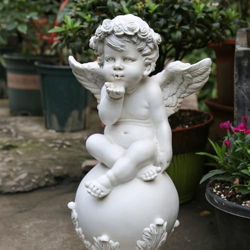 18in Angel Statue Cupid Sculpture Outdoor Decoration Patio Garden Decoration Porch Lawn, Angel Garden Sculpture and Statuary, Angel Statue commemorating Spiritual Gifts by Outdooranimalsculpturedecor
