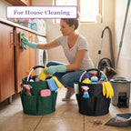 2PCS Collapsible Cleaning Caddy, 17L Tool Bag with 6 Pockets, Green + Black - Image 3