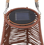 AUNMAS Garden Solar Light, Rattan Hanging Planter with Solar Powered LED Light for Outdoor Decoration, Water Proof Lantern for Terrace Balcony (Dark Brown) - Image 7