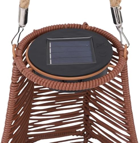 AUNMAS Garden Solar Light, Rattan Hanging Planter with Solar Powered LED Light for Outdoor Decoration, Water Proof Lantern for Terrace Balcony (Dark Brown) - Image 7