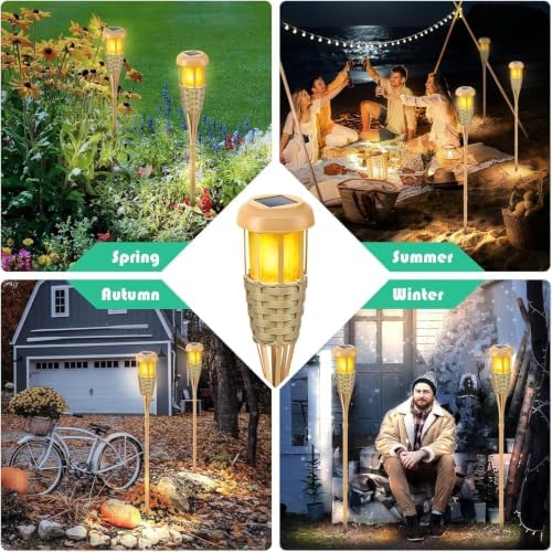Solar Outdoor Lights, Solar Torch Lights Outdoor Flickering Flame, Outdoor Decorations for Patio Path Yard - 8 Pack - Image 6