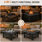 4-in-1 Outdoor Fire Pit Grill Table,Metal Firepits for Outside (32") - Image 5