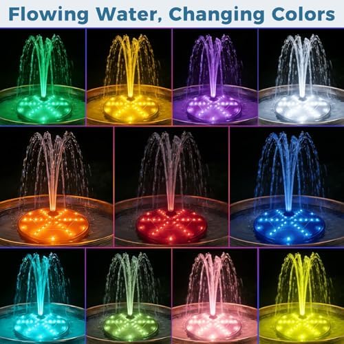 Solar Fountain for Bird Bath with 4 Fixed Rods & 7 LED Colors - Image 5